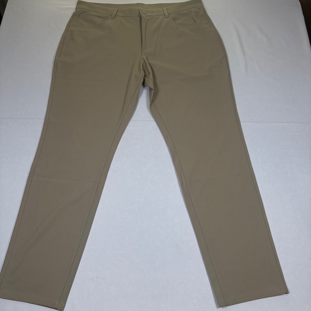 90 Degree, Reflex Mens Tricot Prime Time Pants Tan Khaki 36x30 Performance Chino